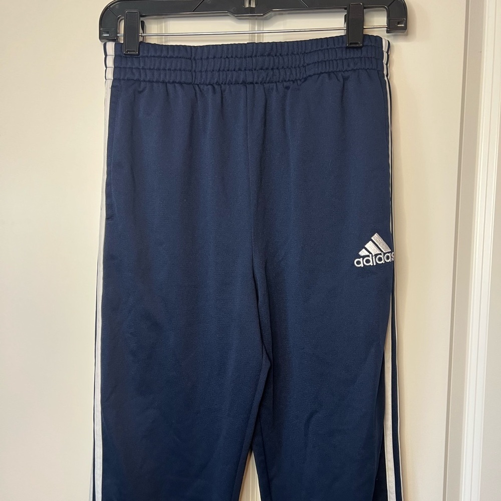 Adidas Kids Blue Joggers with White Stripes - Picture 2 of 6